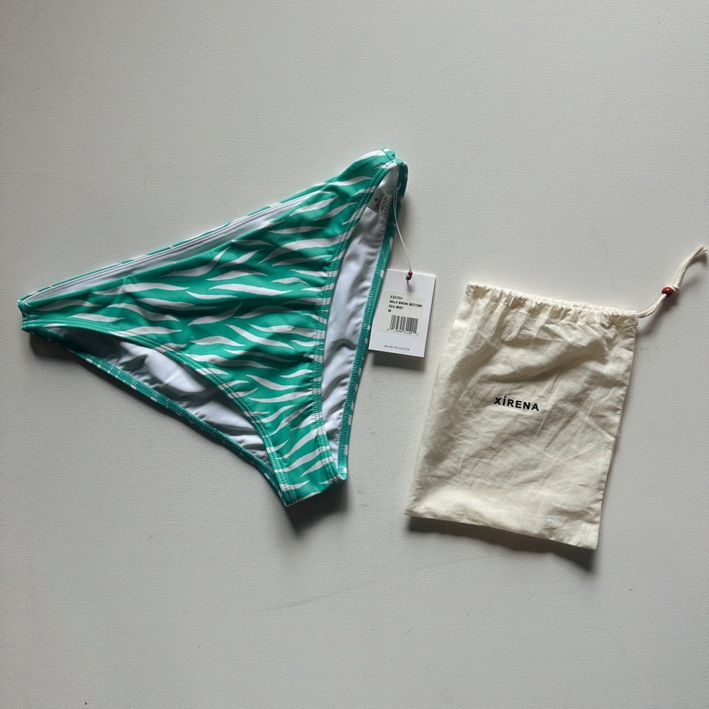 NWT Xirena Nala Bikini Bottom in Teal Zebra Print